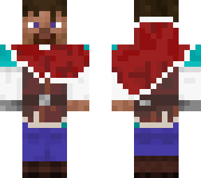 medieval steve with red cloak and leather tunic
