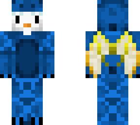 penguin in blue dragon onesie (dragon wings)