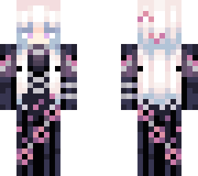 black dress w/pink flowers