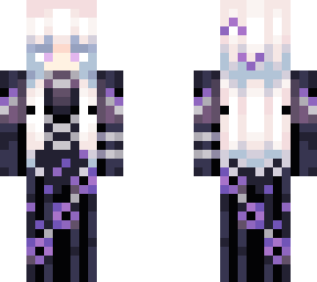 black dress w/purple flowers
