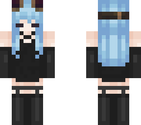 blue hair black dress