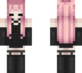 black dress and pink hair