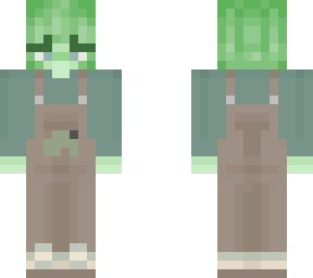 a slime girl in frog overalls