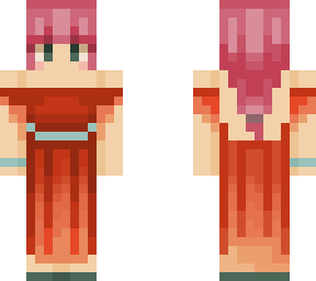 red dress w/ pink hair