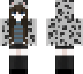 snow leopard w/ brown hair & stripped shirt