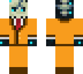 sculk skeleton with orange nad yellow suit