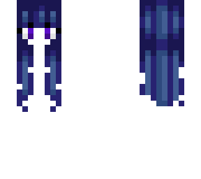 black hair with purple eyes
