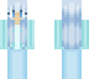 blue cardigan over skirt and white shirt