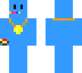 lil blue guy uses his trash from the concessions stand