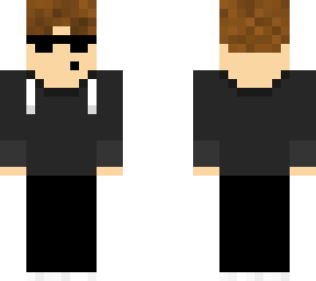 brown hair with white striped black pants