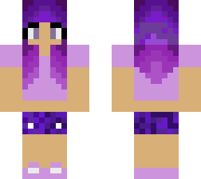 a cute purple girl with a t-shirt and shorts
