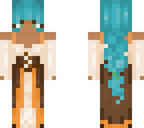 teal hair medieval girl.