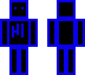 blue neon robot with hi