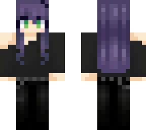 purple hair green eyes