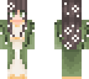 cute green and white flower girl