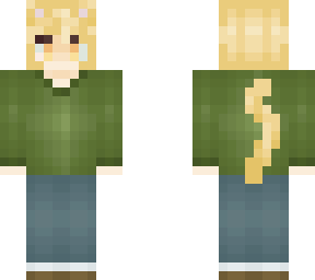 cat boy green sweater