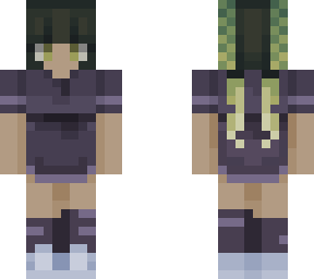 purple and green girl with braids/pigtails