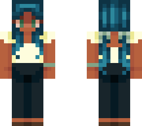 simple summer outfit with blue hair and dark skin