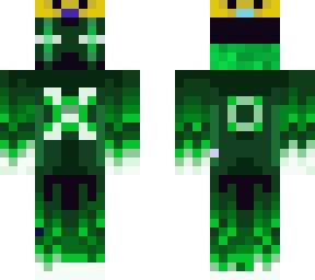green enderman king with fires on him