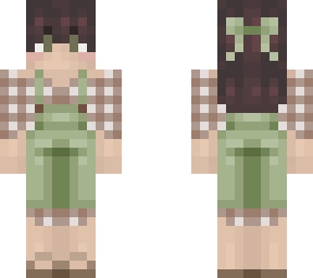 plaid + overalls w bow