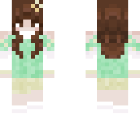 brown hair girl w/ green & yellow
