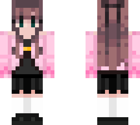 girl with brown hair and pink cardigan