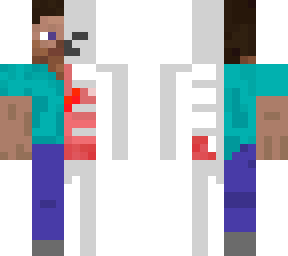 half steve with skeleton and organs