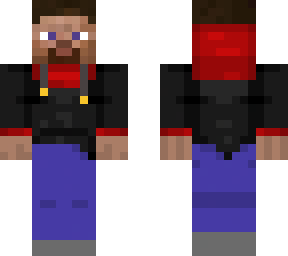 steve, black hoodie + red hood