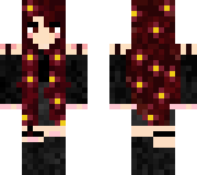 wine red long hair flower girl | aesthetic minecraft skin