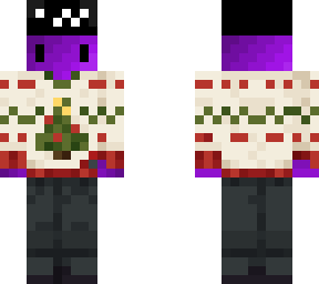 christmas purple guy with black cat hat