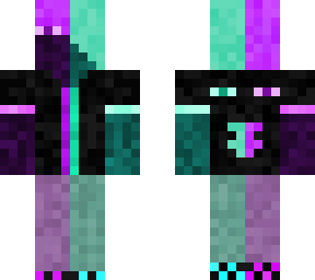 teal purple neon split enderman me