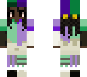 jester girl, green and purple