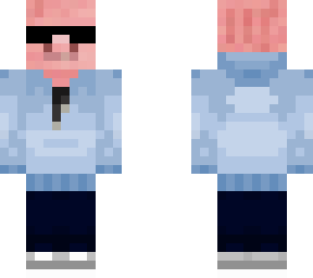 pig in frosty blue hoodie