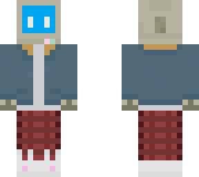 computer head with denim jacket