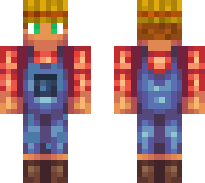 overall farmer with straw hat