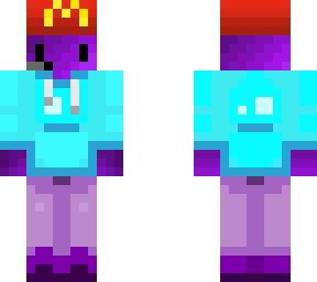 christmas purple guy with mcdonalds hat and blue hoodie