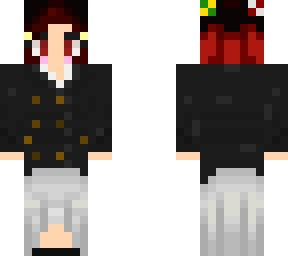 criminology major girl short hair with red streaks/red eyes