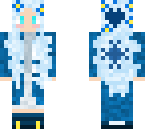 cute blue asthetic minecraft skin ice girl skin