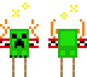 creeper met tnt op stokken met vuur en sterretjes nou goed dat
