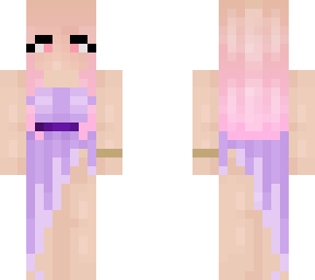 cute pink haired girl with a purple dress