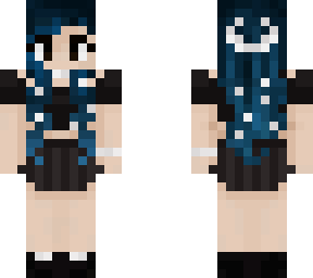 goth blue black hair girl moon stars