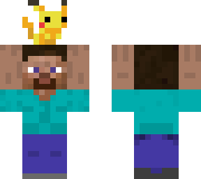 steve holding a pikachu