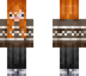 orange hair girl sweater