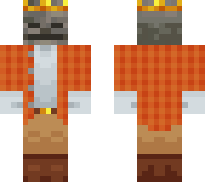 parched skeleton with crown and informal clothing