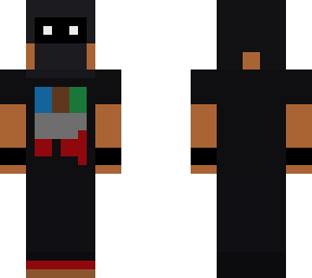 a custom minecraft skin based on my gamer persona horrid. features black hair, beard, glas