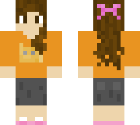girl with dark hair with orange shirt