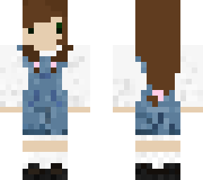 overalls girl brown hair