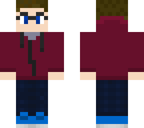 red zip up w/ glasses