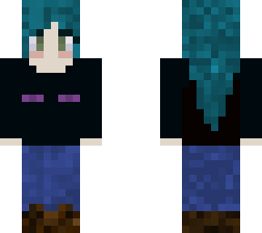 teal haired enderman girl