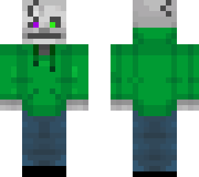added detail to skeleton wearing a green hoodie